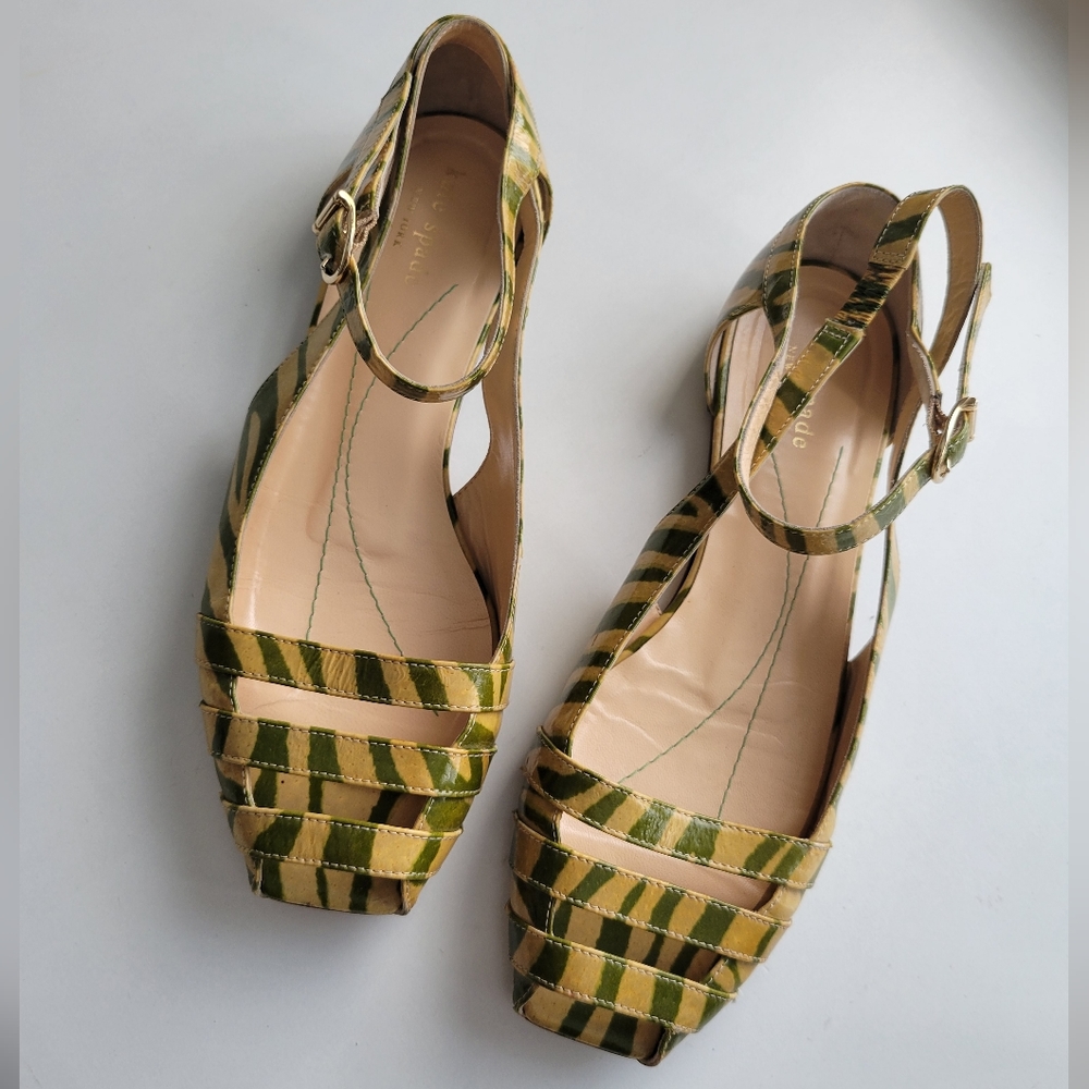 Kate Spade Patent Animal Print Slingback Flats